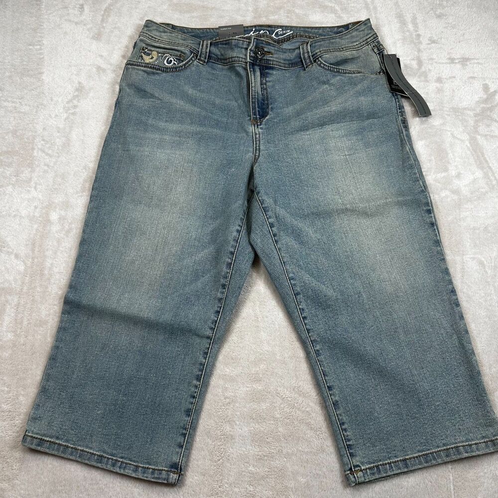 NWT INC International Concepts Capri Jeans Womens 12 Curvy Blue Denim Stretch